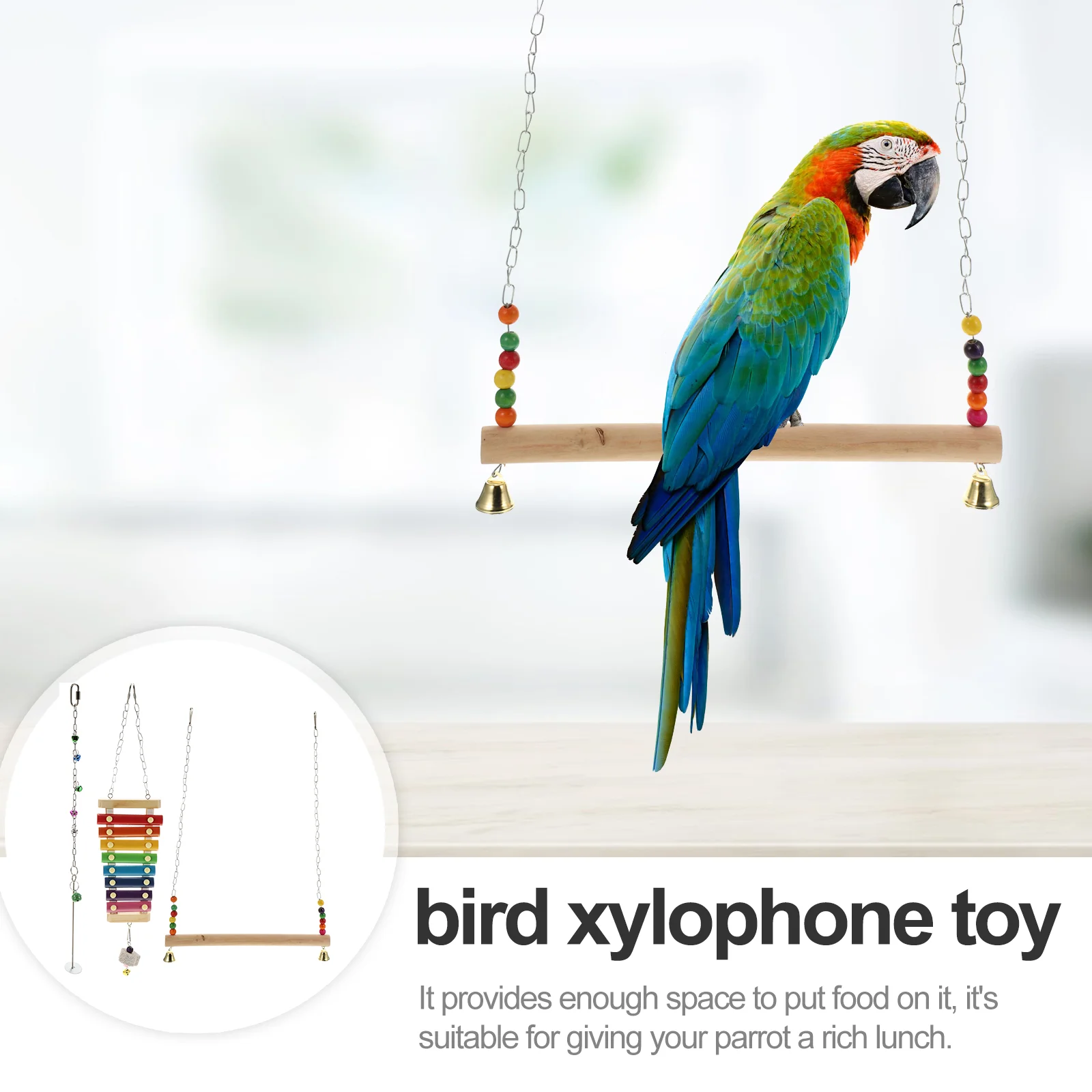 3 Pcs Toys Parrot Chewing Plaything Bird Hanging Xylophone Birdcage Food Skewer Swing