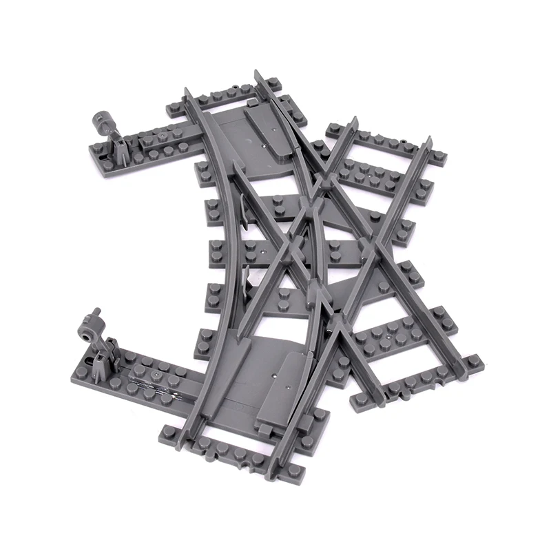 MOC Creative Expert Ideas City Train Single Slip Switch R40 Crossings Rails Collection Bricks Building Blocks DIY Toys kids gift