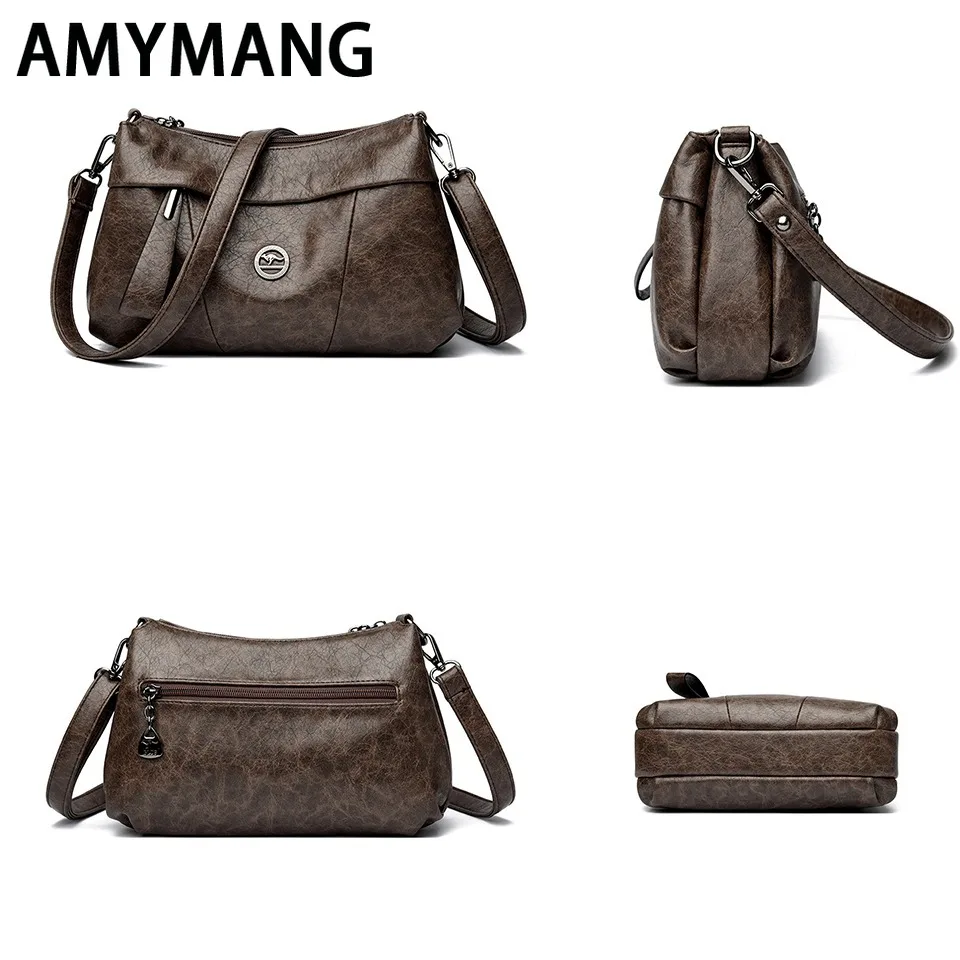 Bolso de hombro con diseño de 3 bolsillos para mujer, bandolera cruzada de ambiente, bolso de mano para madre de gran capacidad, bolso de cuero