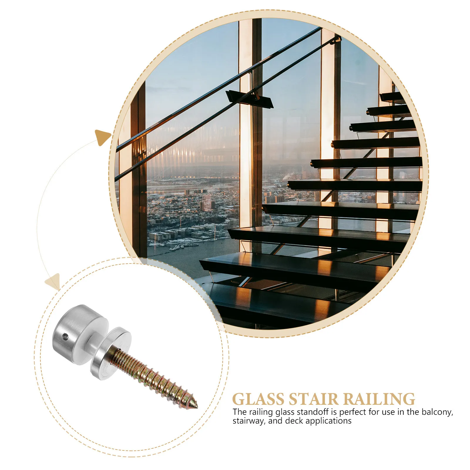 4Pcs Stainless Steel Glass Railing Standoff Brackets Heavy Duty Glass Clamp Support for Stair Balcony Deck Railing Bracket