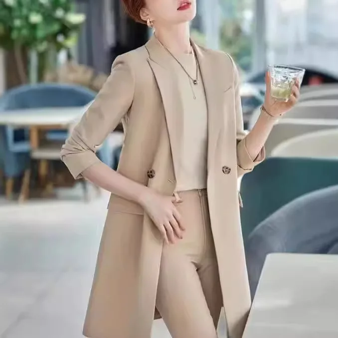 

Women's Small Suit Jacket 2025 New Style Fashionable Coat, Korean Version Mid-length Casual Suit-style Wind Jacket Coats Jacket