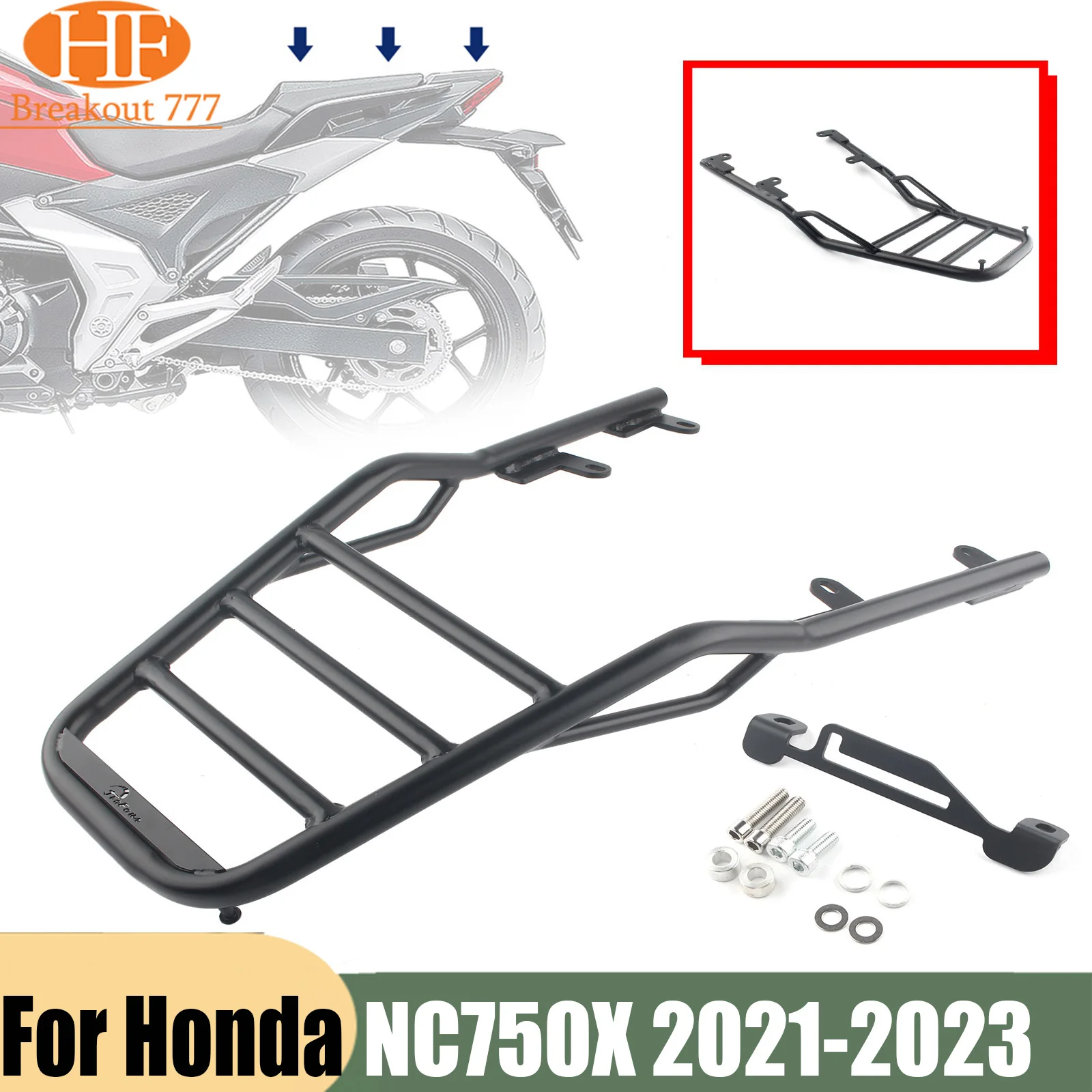 for Honda NC750X 2021-2023 2022 Rear Luggage Rack Assembly Iron Tube Luggage Holder Support Shelf