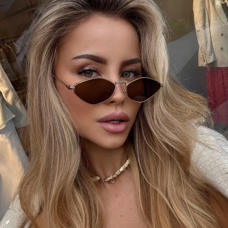 

2pcs New Punk Polygonal Sunglasses Women Luxury Brand Steampunk Metal Frame Sun Glasses Ladies Colorful Lens UV400 Eyeglasses