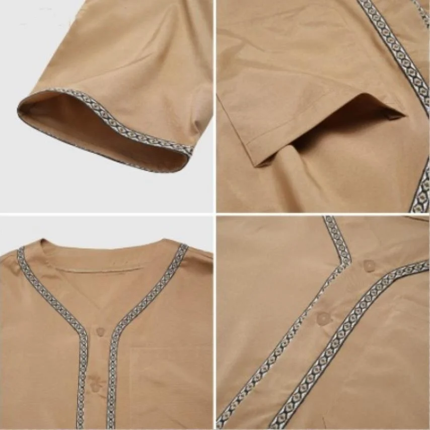 

Malay Men's Long Robe irt Casual Ethnic Men's Clothing Traditional Tang Suit No Brand Registered Trademark Casual Wear