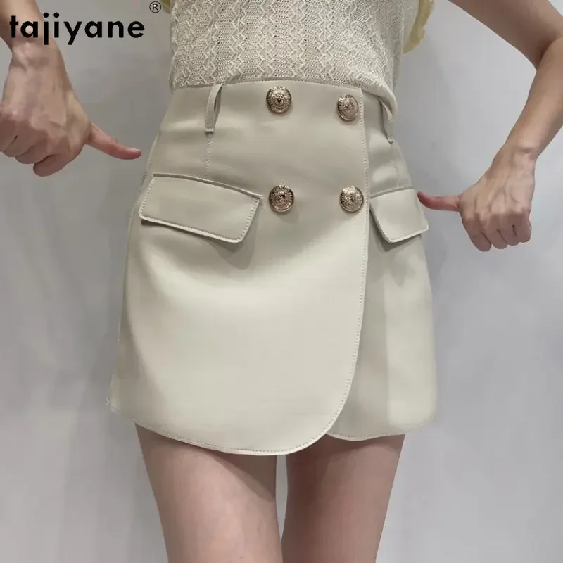 

Tajiyane Genuine Sheepskin Leather Skirts for Womens 2023 High Waist Shorts Skirts Elegant Real Leather Skirt Korean Streetwear