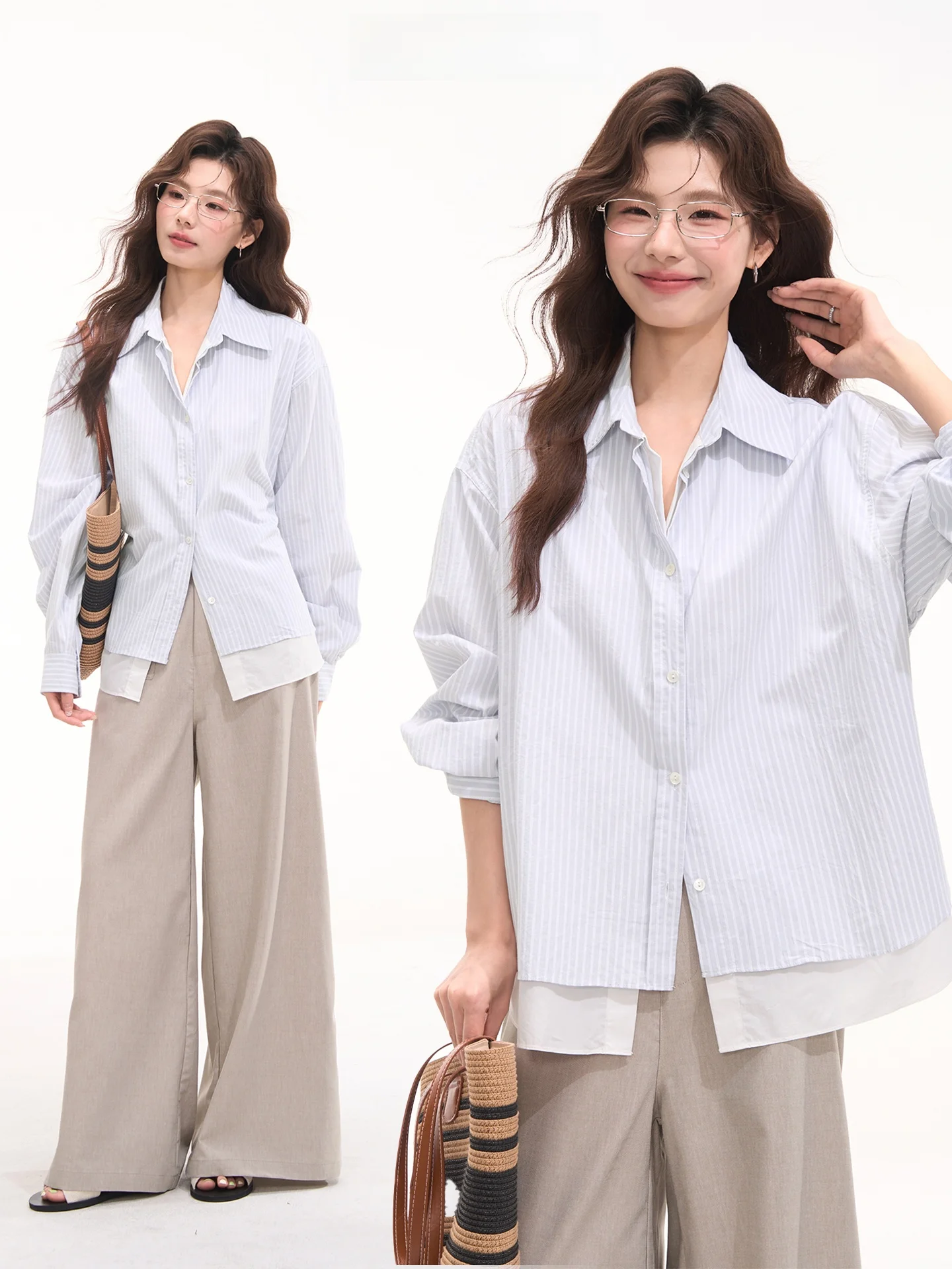 

Heme Window Floral Field Unique Texture Commute Design Plaid Shirt Women's Spring Loose Fit Long Sleeve Casual Style Button up