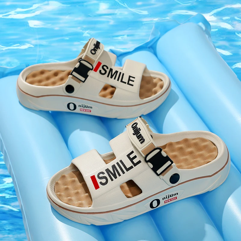 Fashion Design Men's Slippers Indoor Outdoor Beach Sandals Comfortable Massage Slides Clogs Casual Shoes Male Women Home Slipper image 3