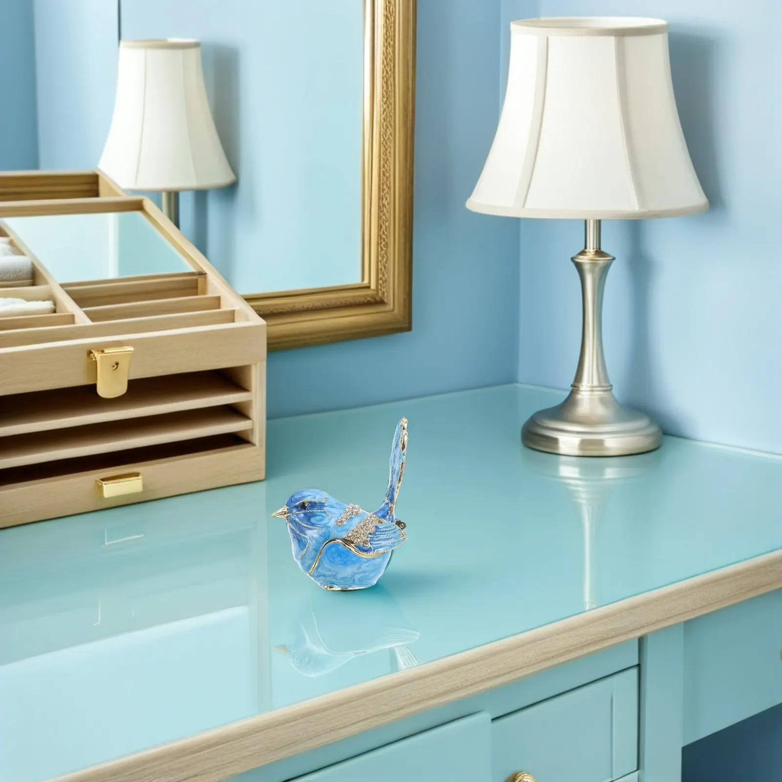 

Металлическая эмалированная шкатулка для украшений в форме птицы с откидной крышкой, органайзер для мелочей, кольца, серьги, декоративный футляр для хранения, подарок для дома и офиса, удобный для путешествий