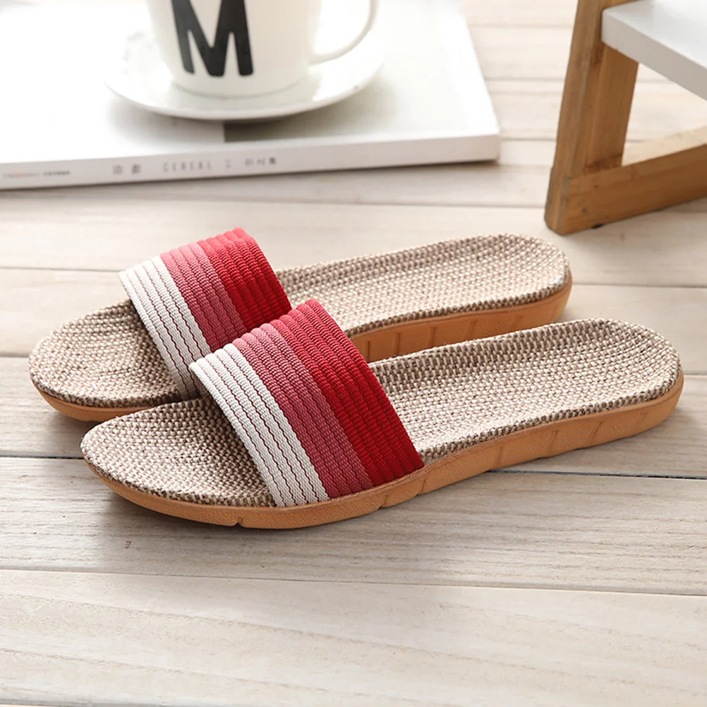 Linen Slippers Women Sandals Huaraches Para Summer Chunky Platform Girl Mute Household Room