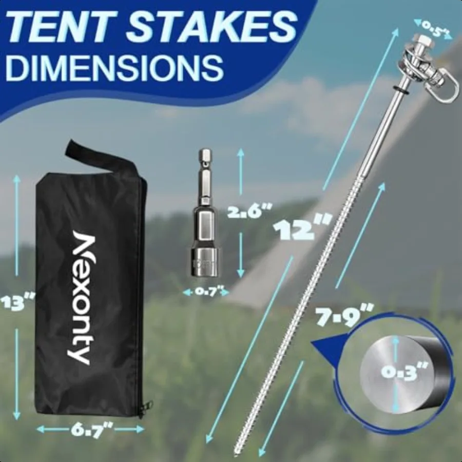 12-дюймовые стальные винты для палатки, 8 шт. Колья для палатки, сверхмощные грунтовые анкеры, винт в комплекте анкеров для батута, качели, анкеры