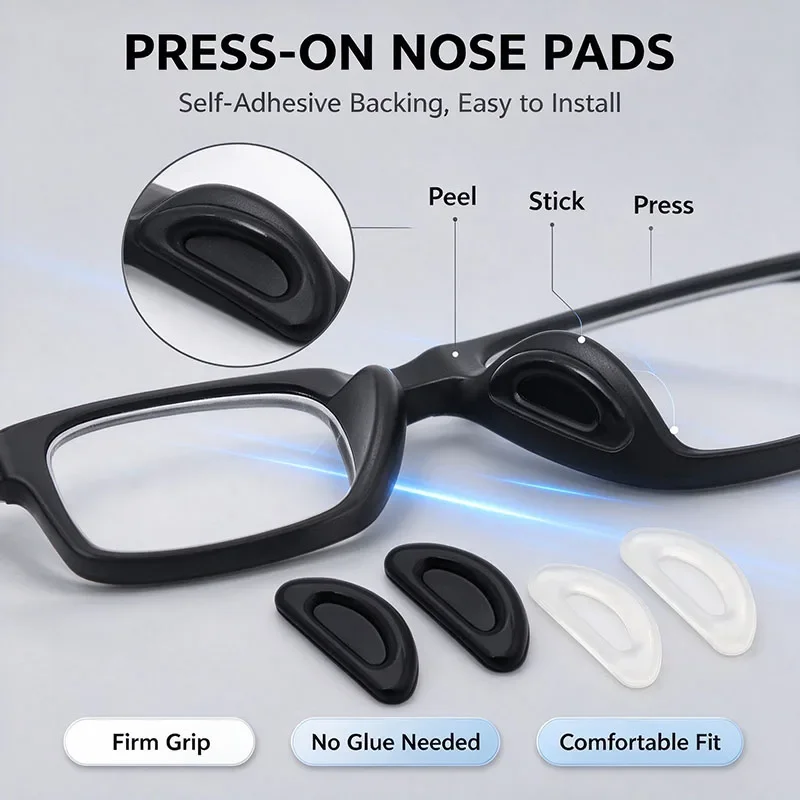 10/20/40/60PCS Nose Support Glasses Pads Silicone Clear Eye Pad Stickers for Glasses Anti Slip Push Nose Pads YJBT02