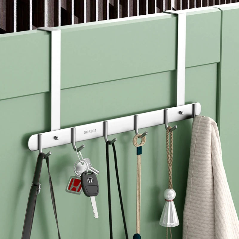 

Over the Door Stainless Steel Hook,Heavy Duty Hanger Holder for Coat, Hat, Towels,Bathroom Organizer Rack with 5/6 Hooks