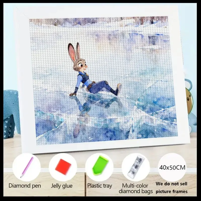 

1 шт. милый Джуди Хопппс Zootopia 5D DIY полный дрель комплект алмазной живописи, мультяшное животное кролик искусство персонажа, зимняя ледяная сцена кристалл
