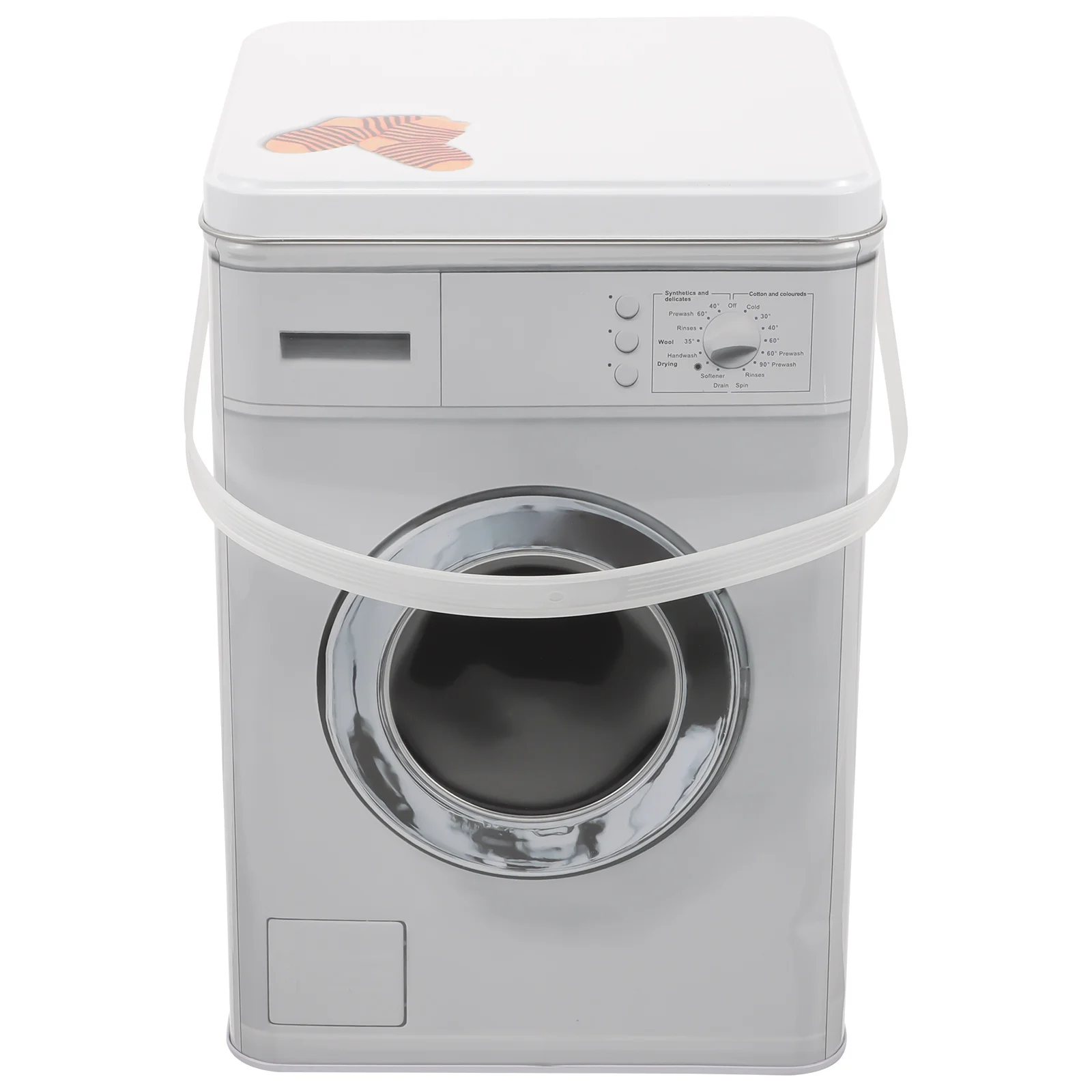 

Laundry Powder Container Washing Machine Style Metal Storage Bucket for Beads Liquid Detergent Room Organization Decor