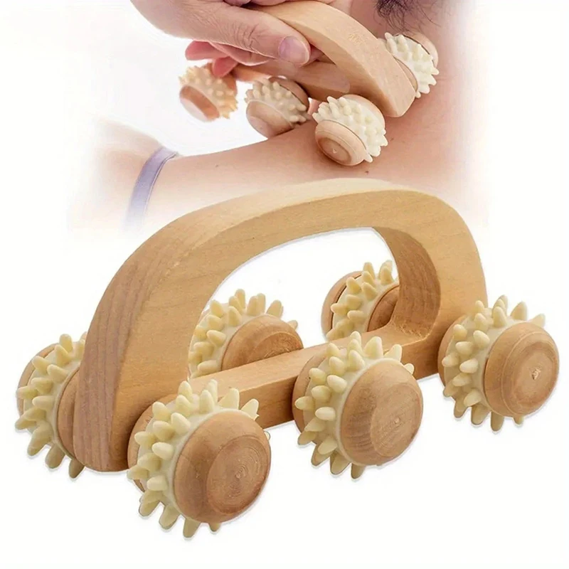 

Wooden Massage Roller Tool, Manual Wooden Massager, Back Massage Roller for Neck, Leg, Back, Deep Tissue Muscle Massage
