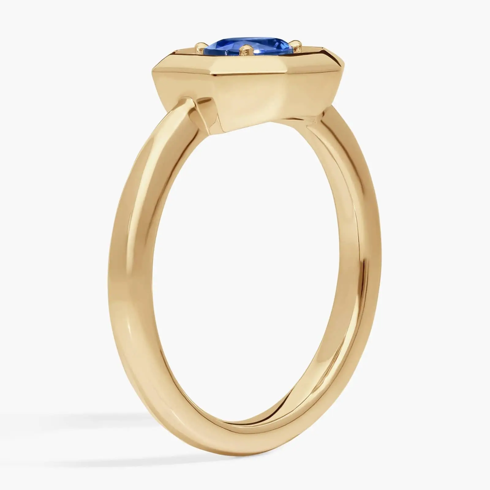 1Ct Lab Grown Blue Sapphire Ring Vintage Octagon Halo Oval Gemstone 18K Gold Plated Art Deco Anniversary Ring Women