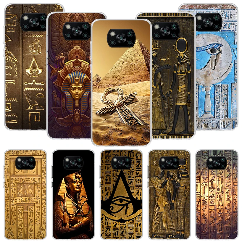 Egypt Nefertiti Anubis Ankh Pharaoh Phone Case For Xiaomi Poco X6 X5 X4 X3 Nfc F5 F6 Pro F3 F2 F1 F4 Gt M5S M4 M3 M2 Soft Coque 