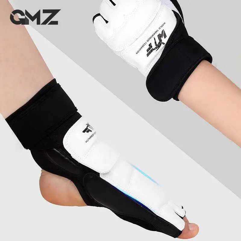 1pair Taekwondo Leather Foot Sparring Karate Ankle Protector Guard Gear Boxing Martial Arts Foot Guard Sock Adult Kid size 36-44