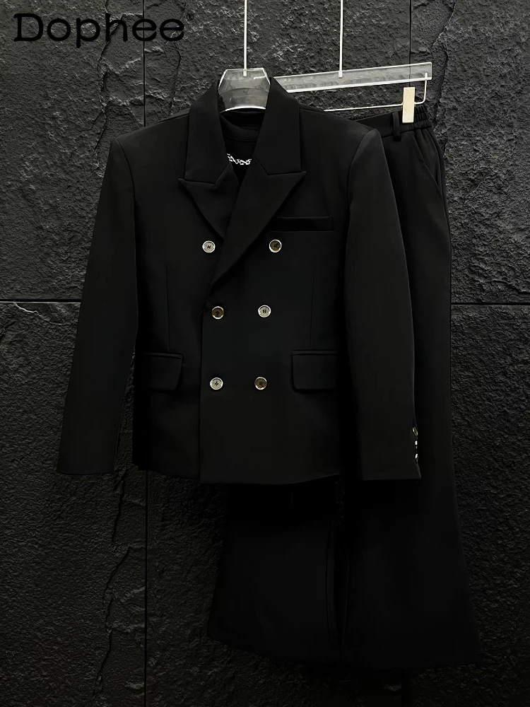 

Trendy Multi-breasted Blazers Men's 2026 High-end Comfort Padded Shoulder Suit Jackets Male Handsome Long Sleeve Tailored Coats