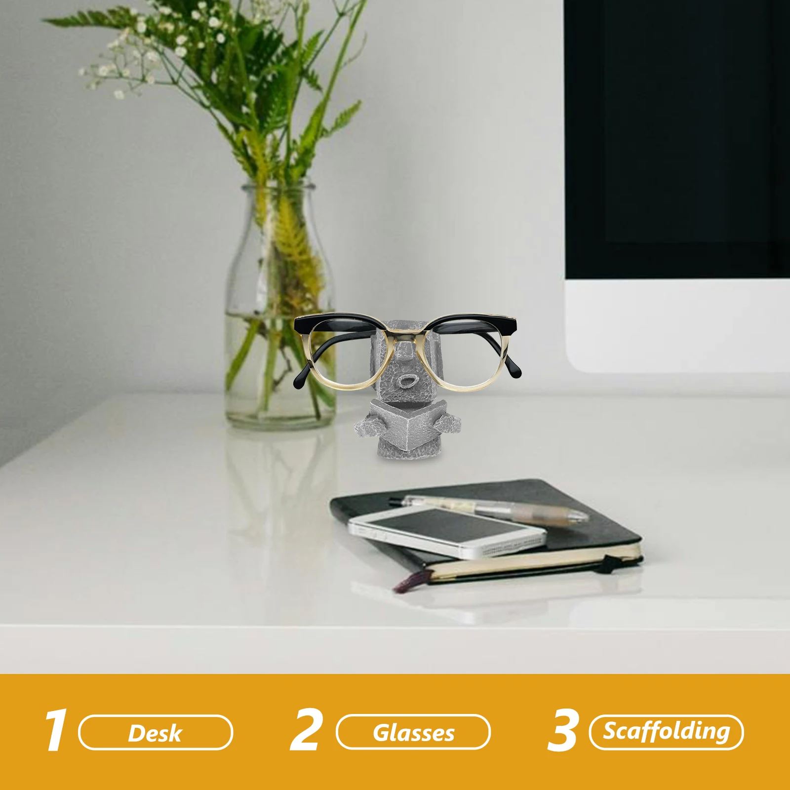 

Head Statue Resin Eyeglasses Holder Desktop Pen Stand Unique Gift CreativeDecoration Safe Lovely Glasses