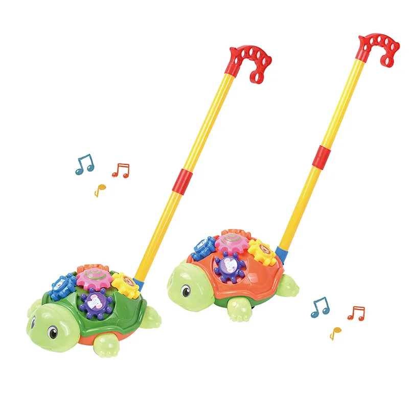 Ringing Bell Sound Turtle Trolley Walker Toys Plastic Learning Stroller Handle Walker Push Toy for Kids