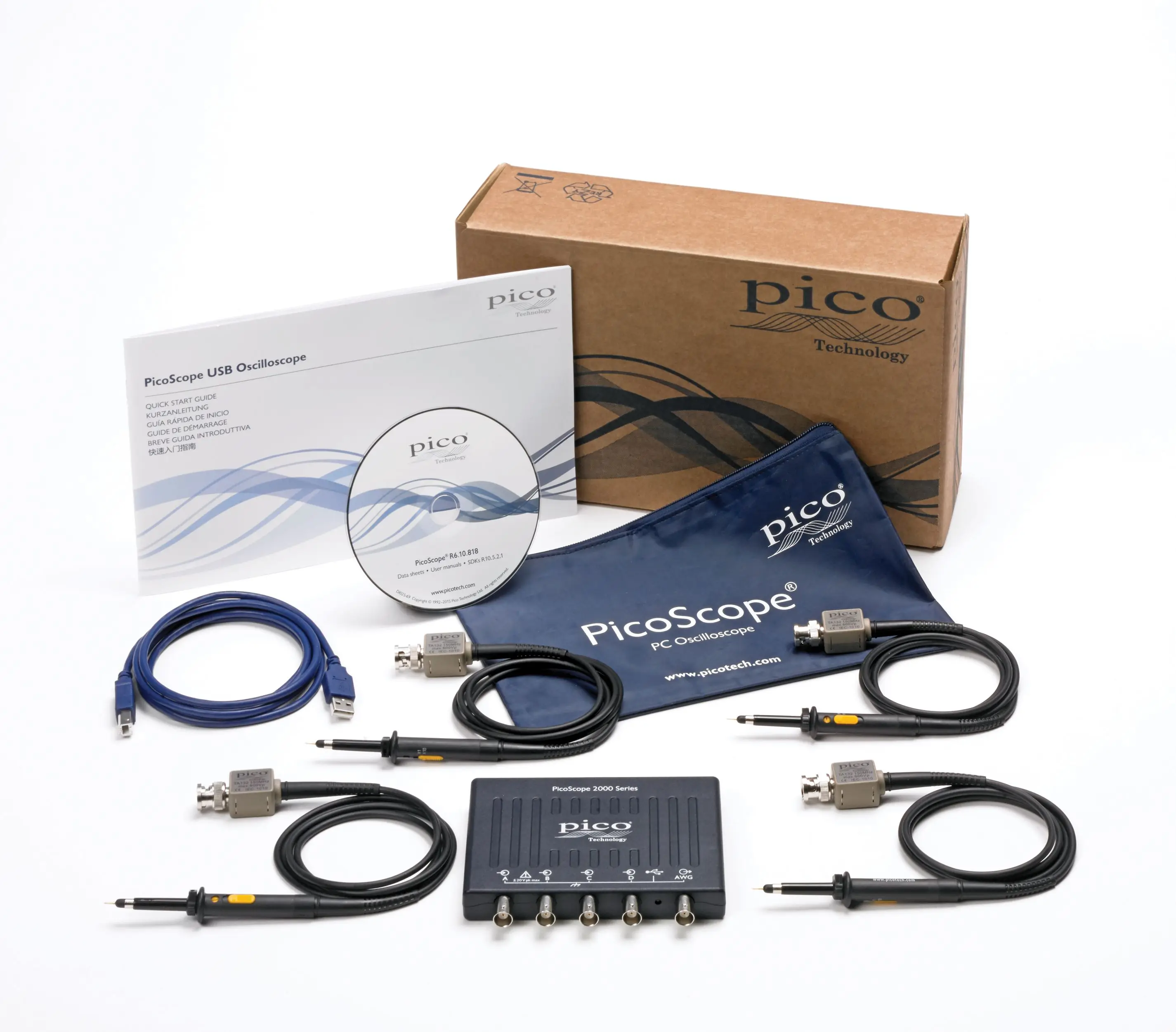 PICOSCOPE 2406B PC USB Oscilloscope, PicoScope 2000 Series, 4 Channel, 50 MHz, 1 GSPS, 32 Mpts, 7 ns