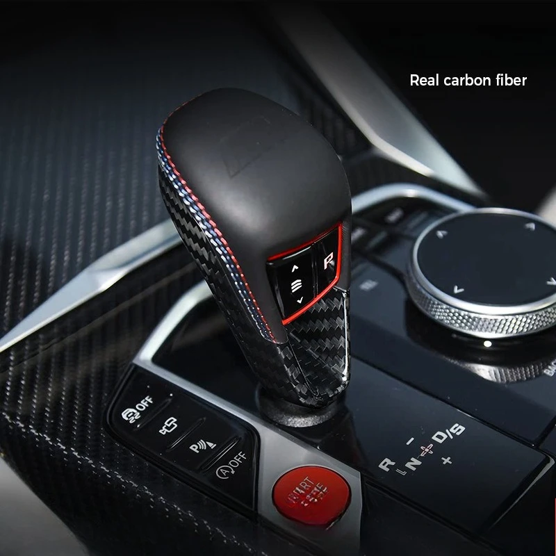 Genuine Carbon Fiber Car Gear Shift Decor Sticker Kit