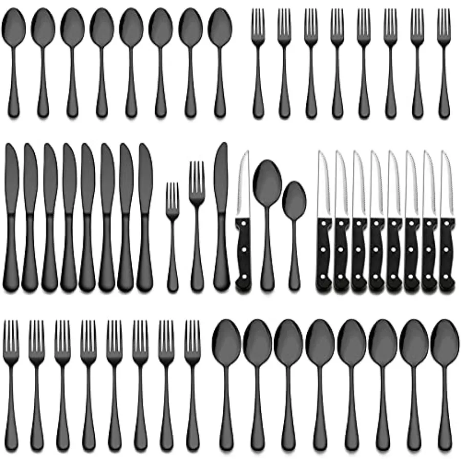 

48-Piece Flatware Set with Steak Knives Stainless Steel ware Cutlery Set Service for 8 Tableware Eating Utensils Include Knives