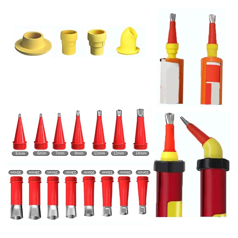 Gluing Sealant Glass Nozzle Stainless Steel Nozzle Universal Integrated Rubber Nozzle Reusable Caulking Nozzle Applicator