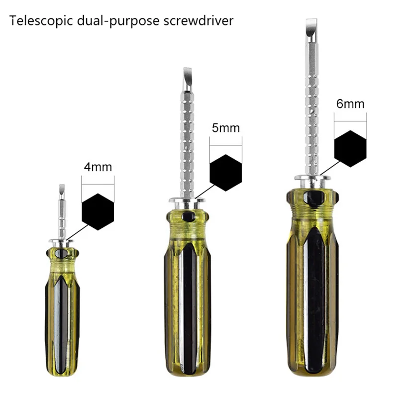 

Versatile Magnetic Ratchet Screwdriver with Cross Slotted Telescopic Double Head