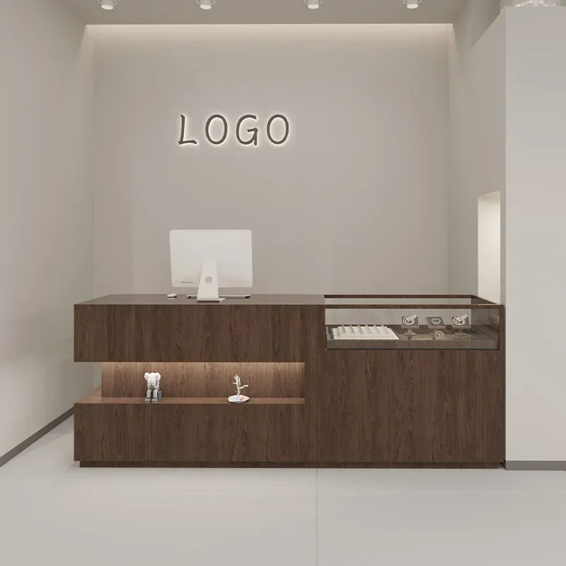 Beauty Salon Reception Desks Counter Wood Register Office Modern Reception Desks Bar Comptoir De Caisse Boutique Bar Furniture