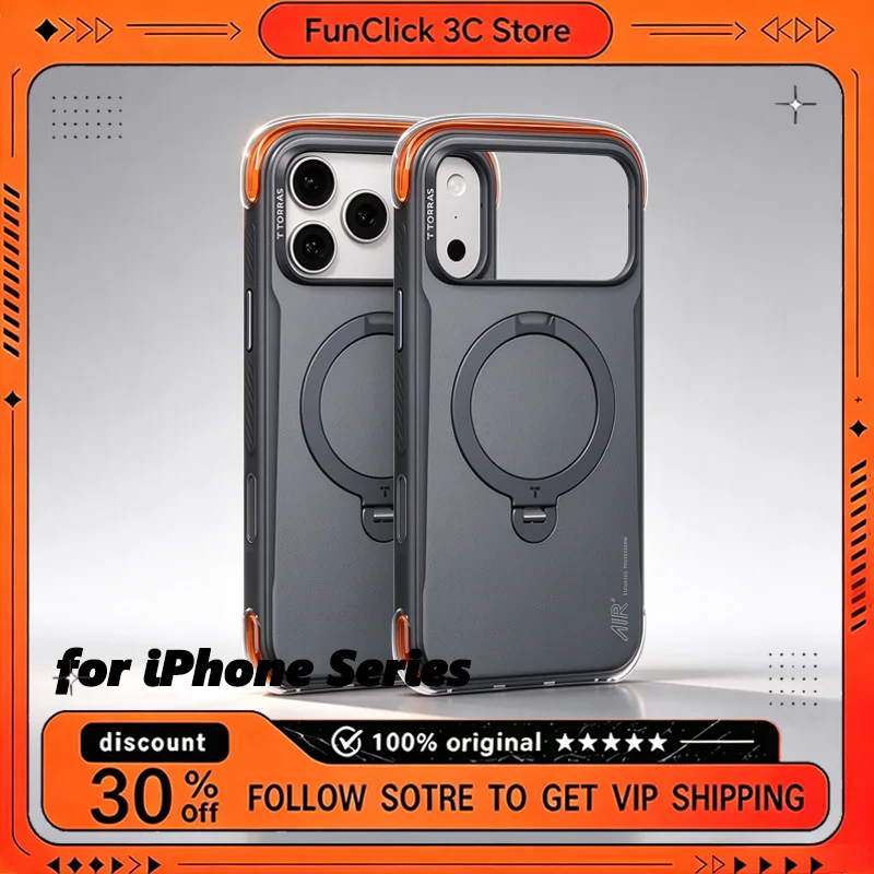 TORRAS Q3 Air Pro Magnetic Phone Case for iPhone 18 Pro Max Shockproof Airbag Bumper Built-in Kickstand Matte Slim Premium Cover