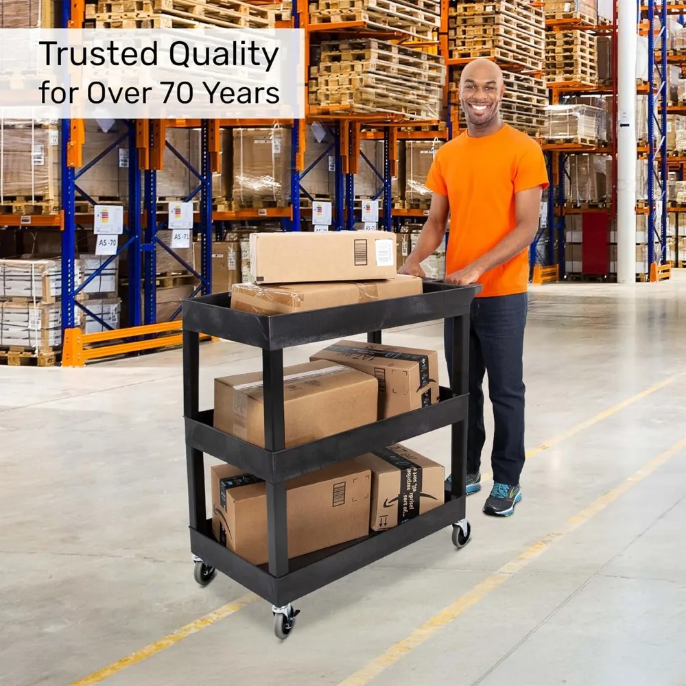 Wózek narzędziowy na kółkach z 3 półkami o udźwigu 136 kg - Idealny do przechowywania w garażu i biurze