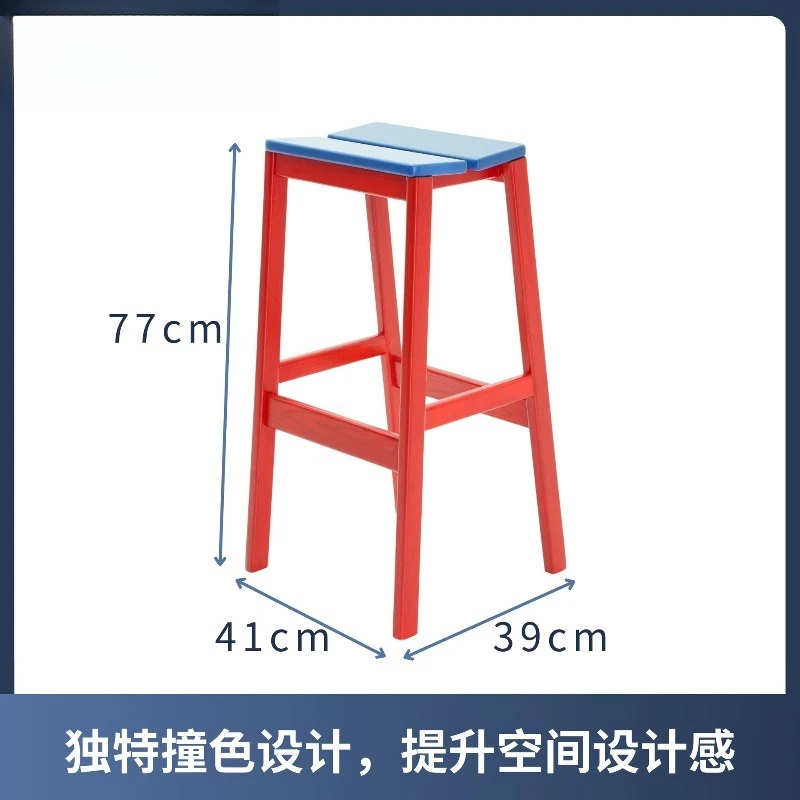 مقعد من الخشب الصلب السميك الاسكندنافي، مقعد مربع عالي التكديس، كرسي خلفي حديث وبسيط