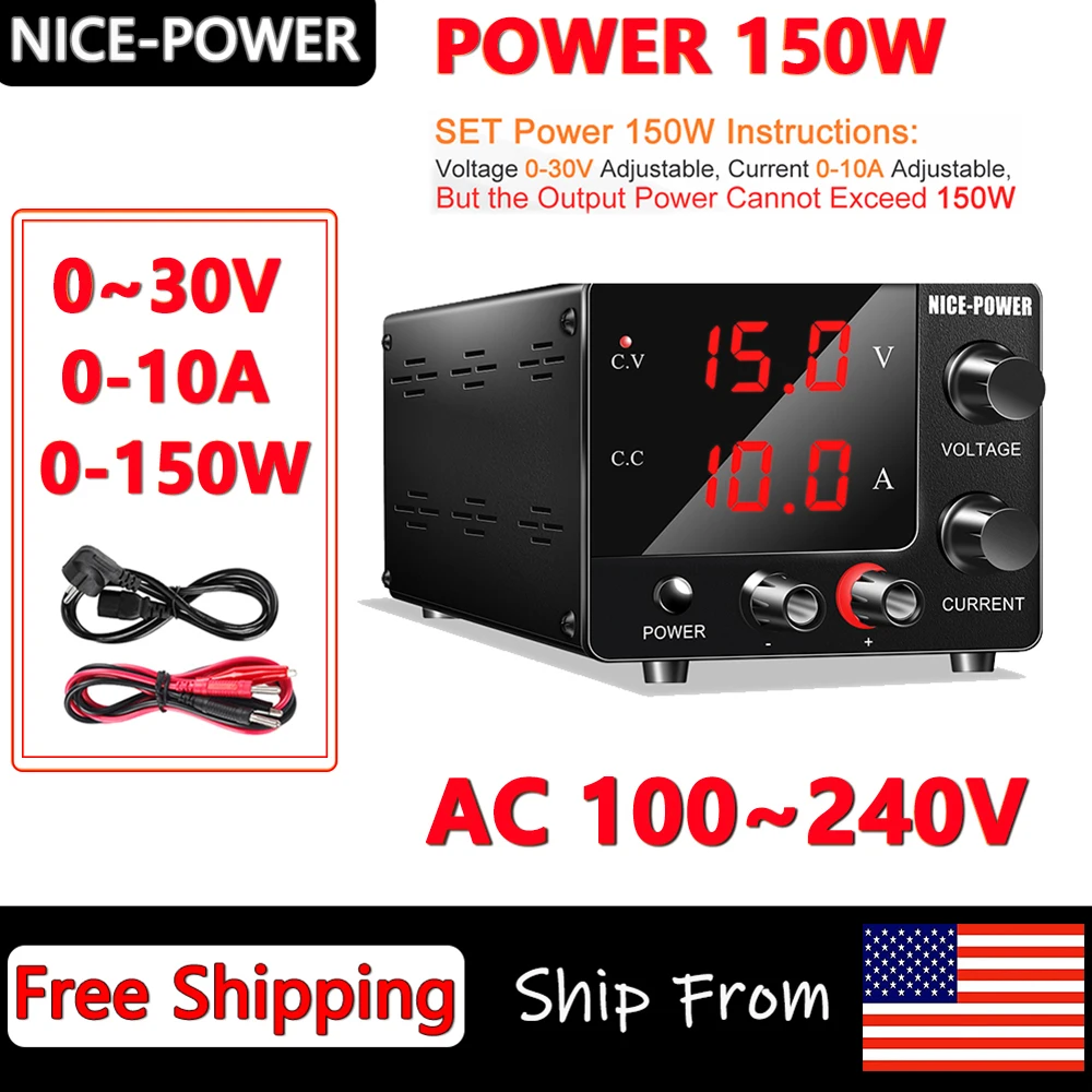 0-150W Lab Adjustable Power Supply DC 15V 20V 25V 30V  5A 6A 10A Switching Voltage Regulated Power Source Laboratory Stabilizer