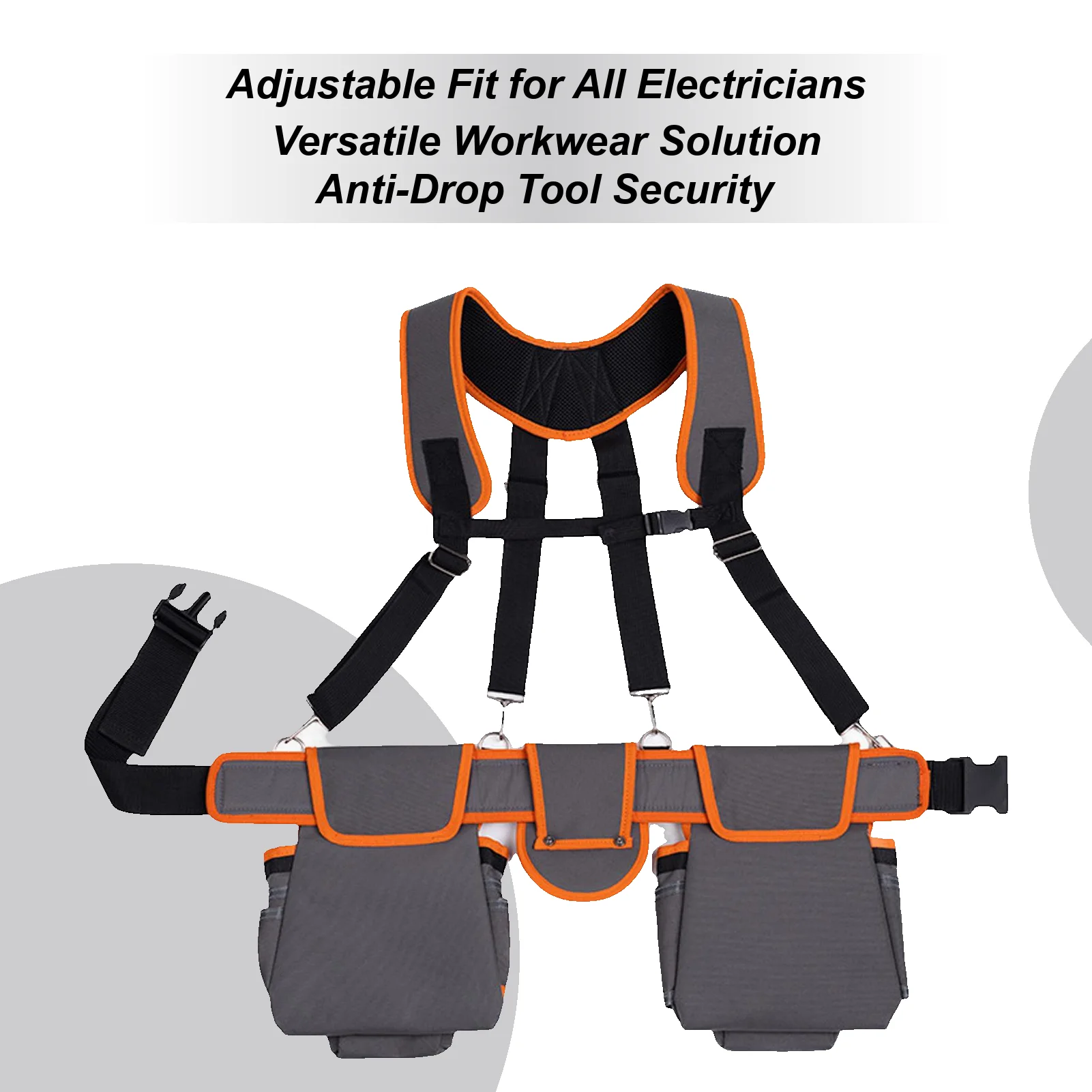 Tool Belt With Suspenders Detachable With 2 Magnetic Pouches 18-Pocket Heavy Duty Utility Belt For Electric Wiring Framing