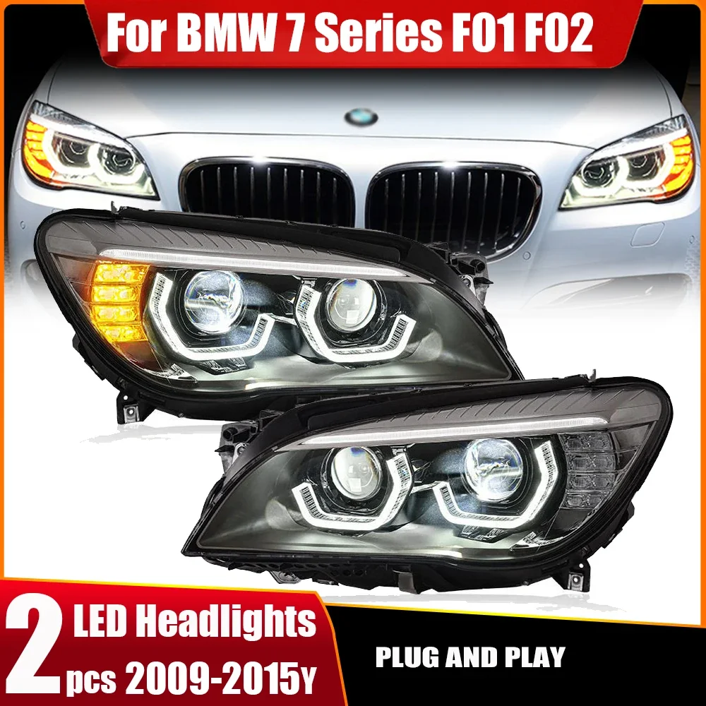 

Стайлинг автомобиля фары для BMW 7 серии F02 2009-2015, новый стиль, светодиодные DRL, динамические сигнальные фары, биксеноновые фары, аккумулятор