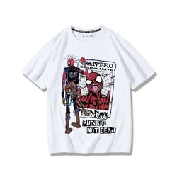 Marvel Anime Creative Punk Spider-Man Fashion Peripheral Trend Printing Men's and Women's Loose and Versatile Short Sleeves