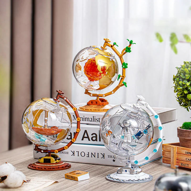 

M38-P8068 building block luminous globe, building block space trendy toy, educational assembly, boys' and girls' toy gift