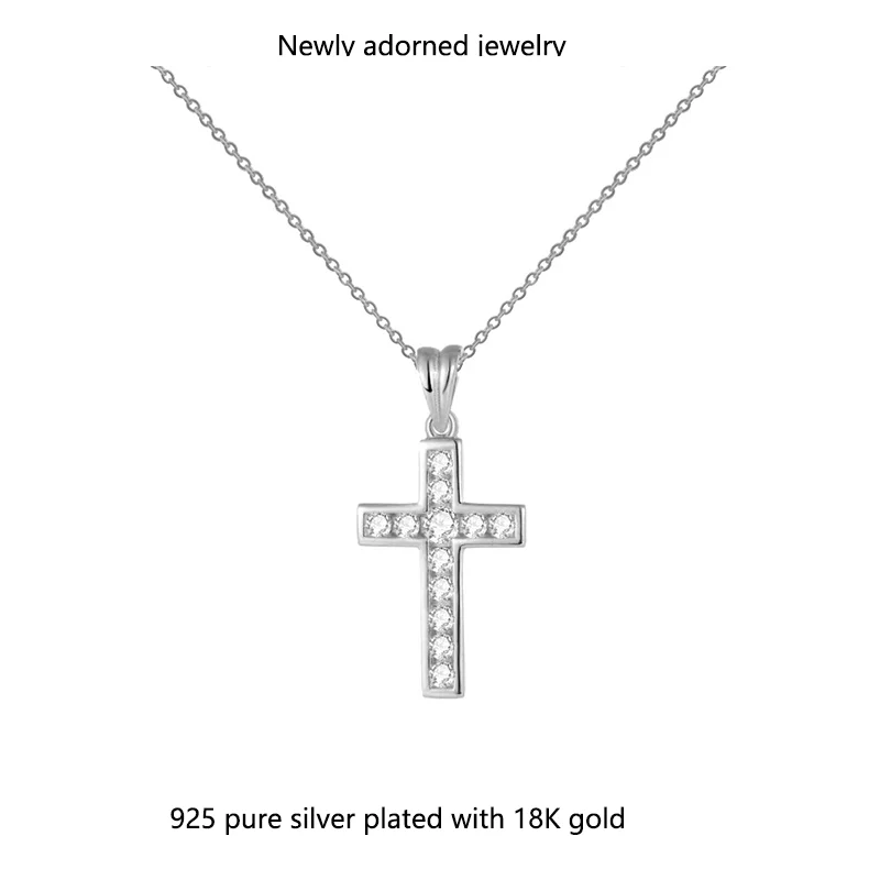 

Cross-border Little Red Book Douyin style 2.5/1.8mm moissanite necklace for women, S925 sterling silver plated with 18K gold cro