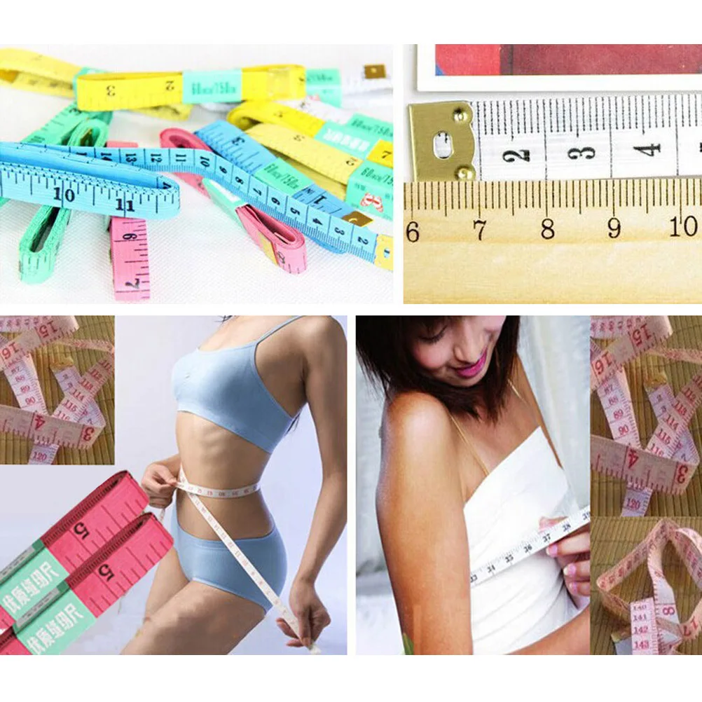 

10Pcs Flexible Soft Tape Measure Dual Sided Metric Ginger Color 60inches 150cm Portable Cloth Ruler Ruler Measuring Tape