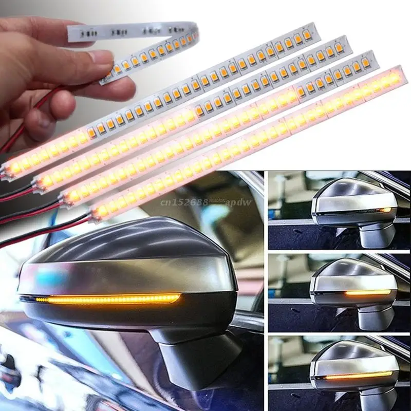 2x Sequential LED Side Mirror Turn Light Warning Strip Tape Safety