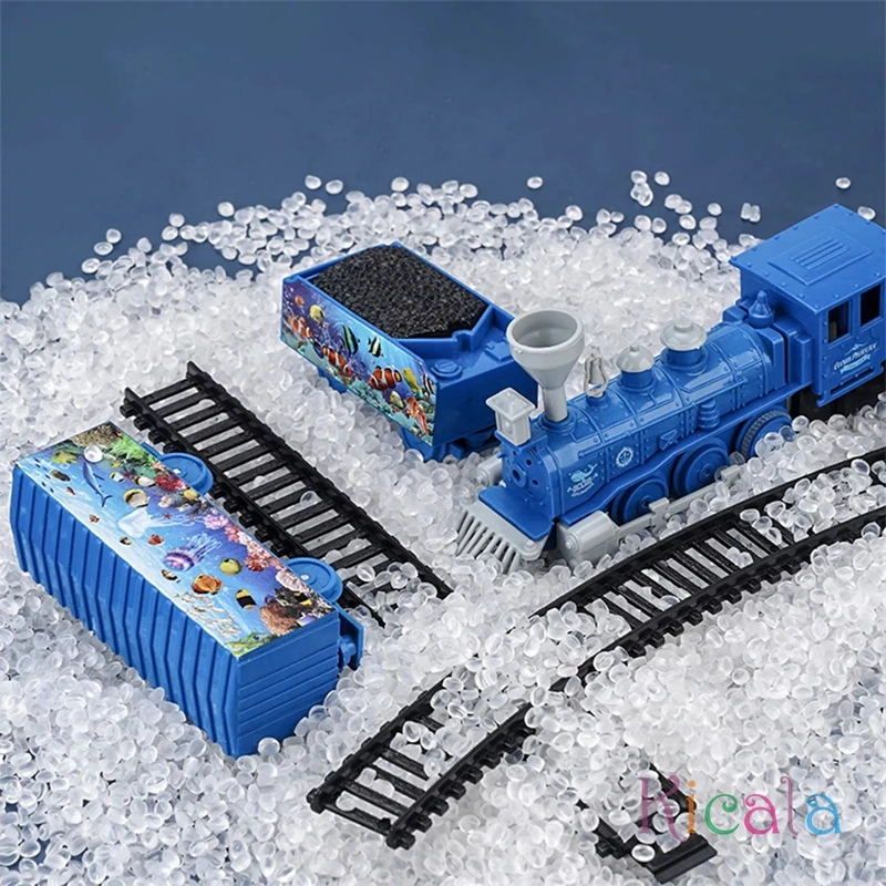 1 Set Sightseeing Train Toys Simulation Ocean Series DIY Assembled Rail Train Playing Set Interactive Toy Electric