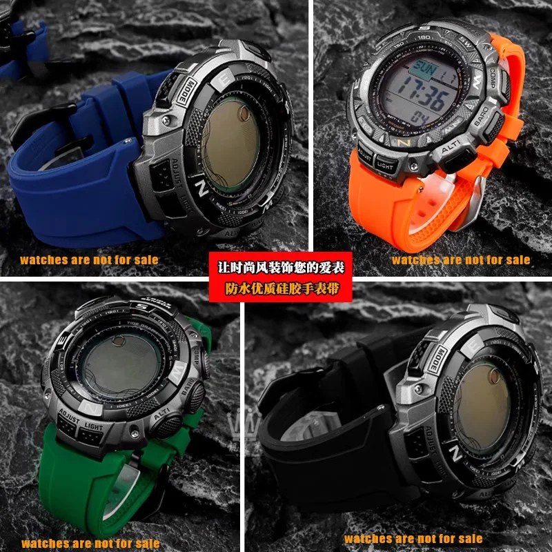 For Casio PROTREK Series Strap PRG-240 PRG-130 PRW-1500 Waterproof Sports Silicone Rubber Bracelet Watch Belt Band Accessories
