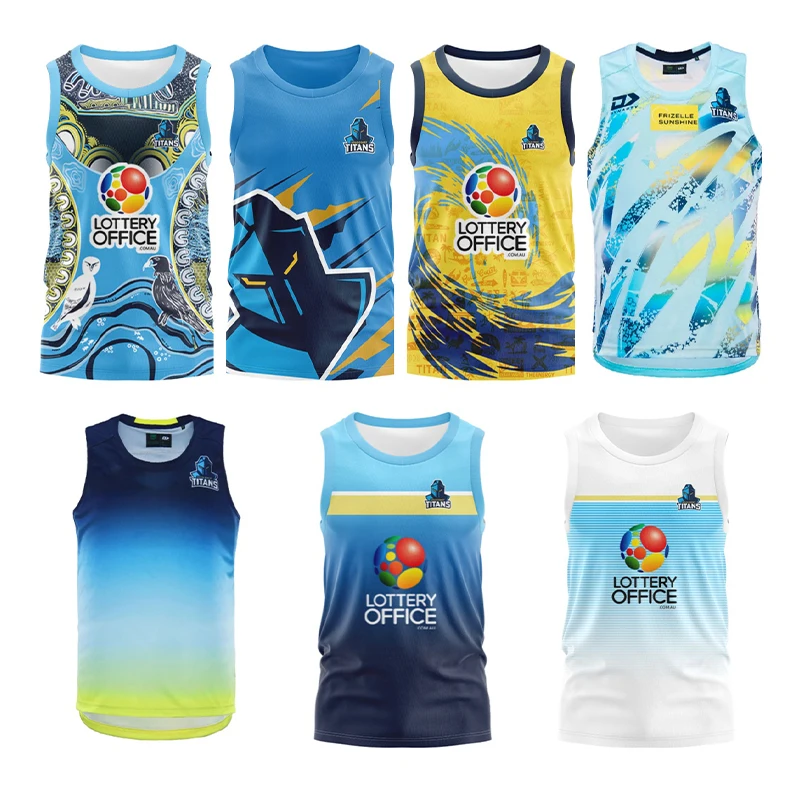 

Gold Coast Titan Men's 2024 Indigenous Kits/Legion/Home and Away High Quality Multiple Rugby Kits High Quality Tank Top