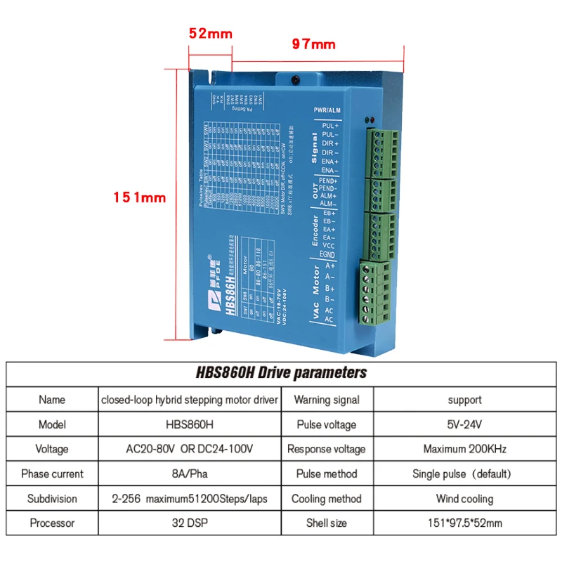 Imagem -03 - Nema 34 Kit de Motor Deslizante de Loop Fechado de Fases Servo Driver Híbrido Hbs86h Hbs860h Hbs86 Mais 86hb250156b 12n.m 86