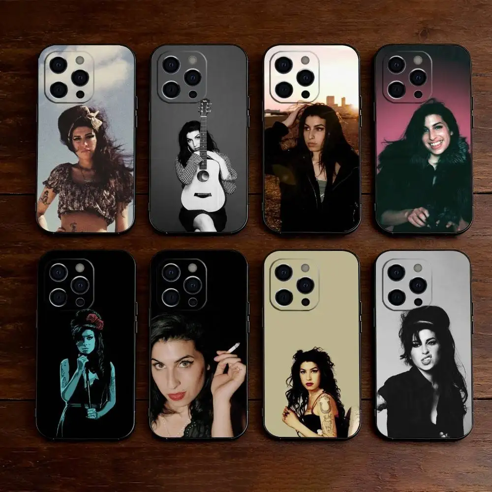 

Amy Winehouse Phone Case For iPhone 17,16,15,14,13,12,11 Plus,Pro Max,XS,Soft Silicone Black Cover