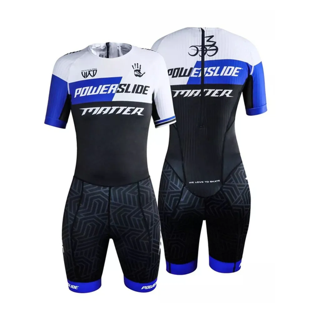 

Powerslide Men Cycling Team Triathlon Skate Suit Skinsuit Speed Skaters Suit Fast Inline Roller Skating Jumpsuit MTB Racing Suit