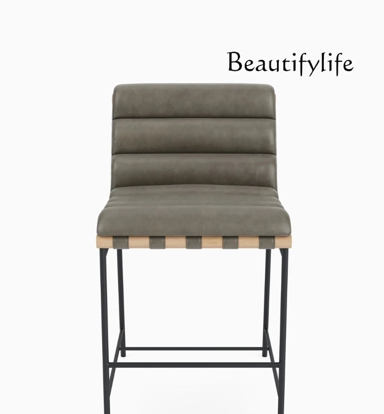 Modern Simple Home Dining Chair Metal Light Luxury Retro Leisure Bar Chair Nordic High Stool Front Desk Chair