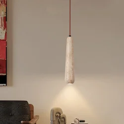 Vintage Natural Stone Art Pendant Lamp LED Hanging Chandelier Bedroom Bedside Retro Decoration Home Lighting Fixtures